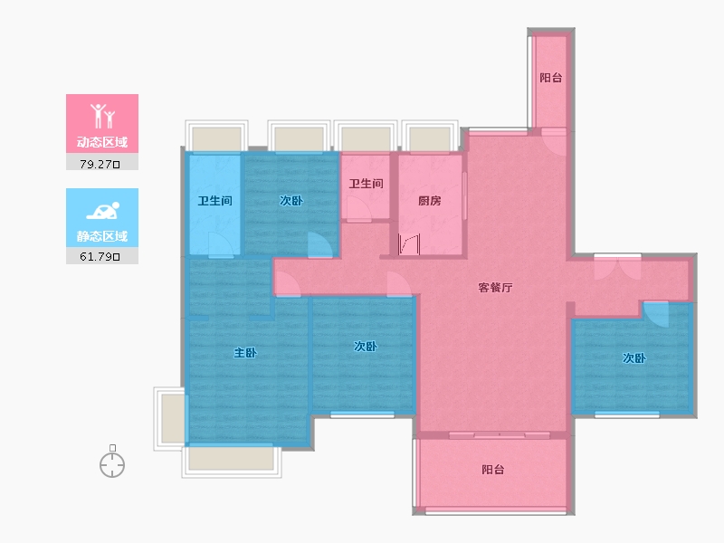 湖南省-怀化市-凯旋门二期-170.86-户型库-动静分区