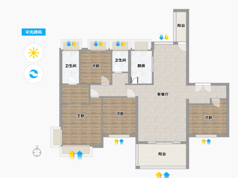 湖南省-怀化市-凯旋门二期-170.86-户型库-采光通风