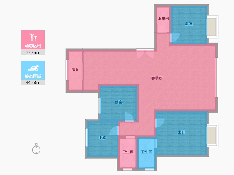 内蒙古自治区-乌兰察布市-碧海毓秀园-115.00-户型库-动静分区