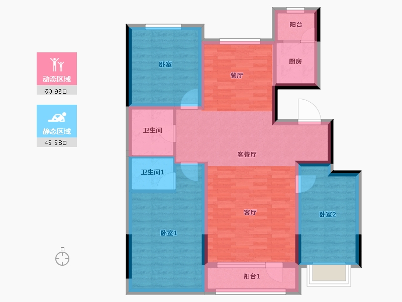 吉林省-吉林市-路弘·滨江华府-92.91-户型库-动静分区