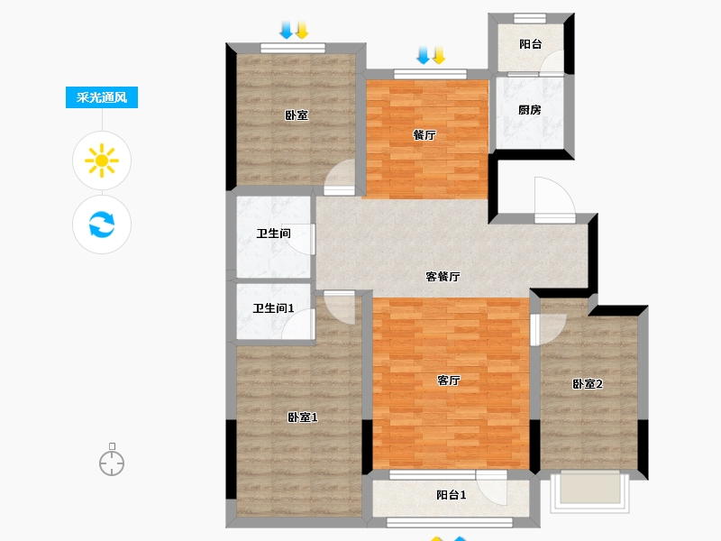 吉林省-吉林市-路弘·滨江华府-92.91-户型库-采光通风