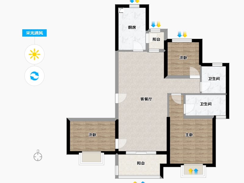 山西省-大同市-恒大悦府-97.48-户型库-采光通风