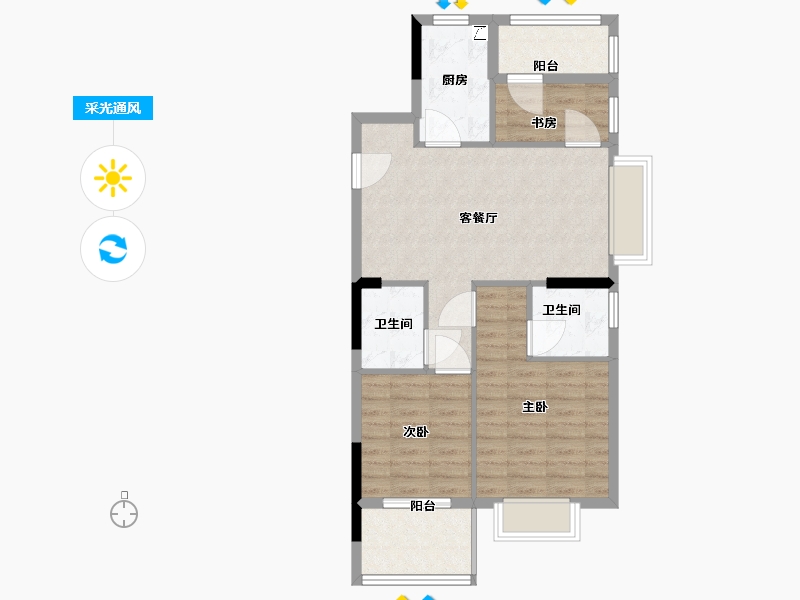 福建省-福州市-蓝光-70.00-户型库-采光通风