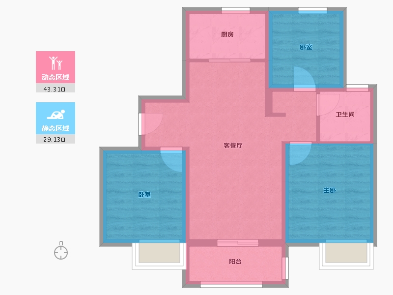 山东省-济南市-龙湖天曜-72.00-户型库-动静分区