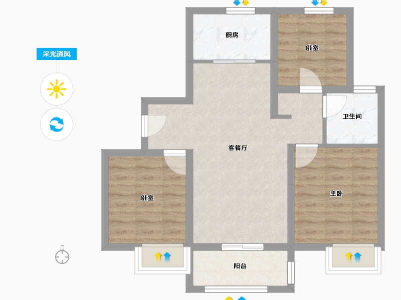 山东省-济南市-龙湖天曜-72.00-户型库-采光通风