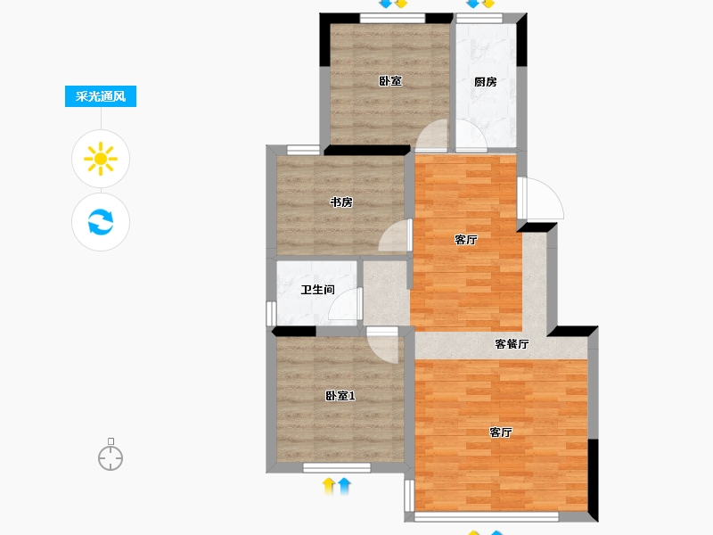 吉林省-吉林市-金亿府-69.06-户型库-采光通风