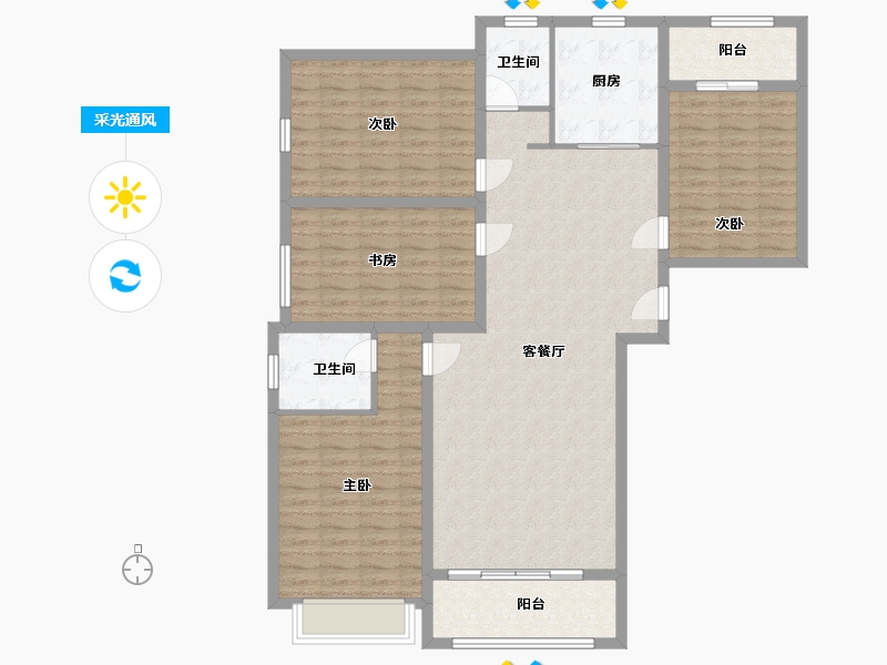 河南省-新乡市-中央王府-130.00-户型库-采光通风