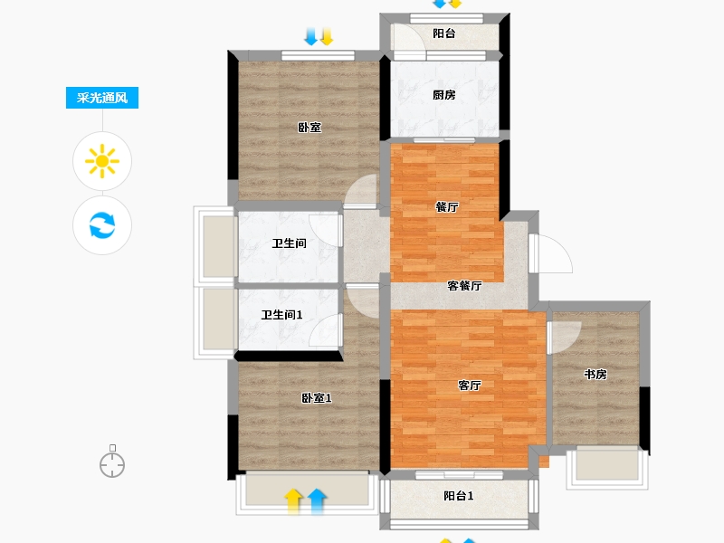 吉林省-吉林市-路弘·滨江华府-78.03-户型库-采光通风