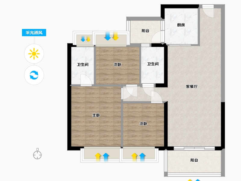 广西壮族自治区-玉林市-碧桂园国韵雅居-100.00-户型库-采光通风