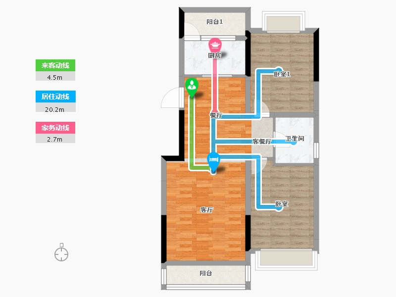 吉林省-吉林市-路弘·滨江华府-78.96-户型库-动静线