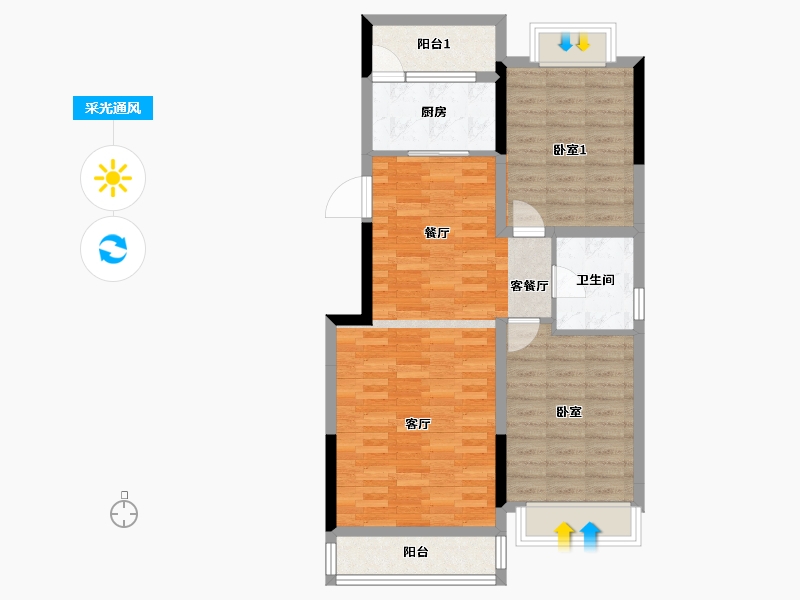 吉林省-吉林市-路弘·滨江华府-78.96-户型库-采光通风