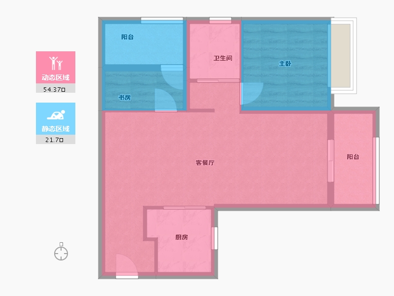 河南省-郑州市-碧桂园西湖-68.00-户型库-动静分区