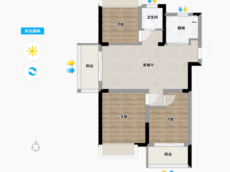 湖北省-鄂州市-中建葛店之星-68.00-户型库-采光通风