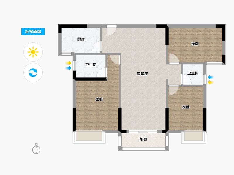 湖北省-荆门市-银湖城-98.00-户型库-采光通风