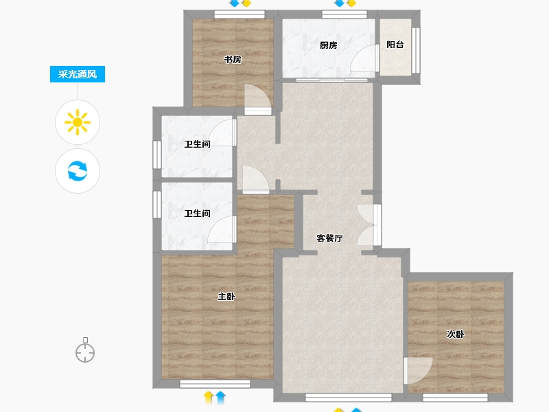 天津-天津市-融创璟园-85.00-户型库-采光通风