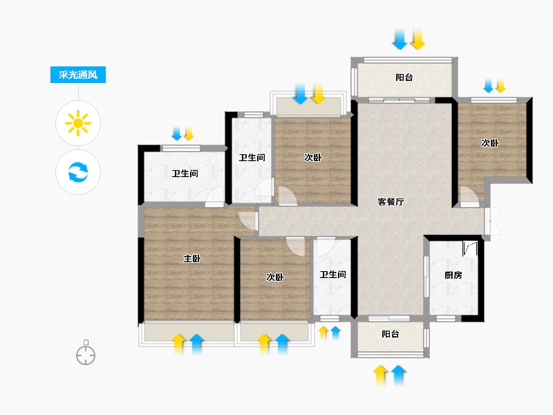 广东省-佛山市-富丰君御-150.00-户型库-采光通风