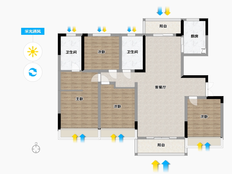 河南省-三门峡市-建业城-135.00-户型库-采光通风