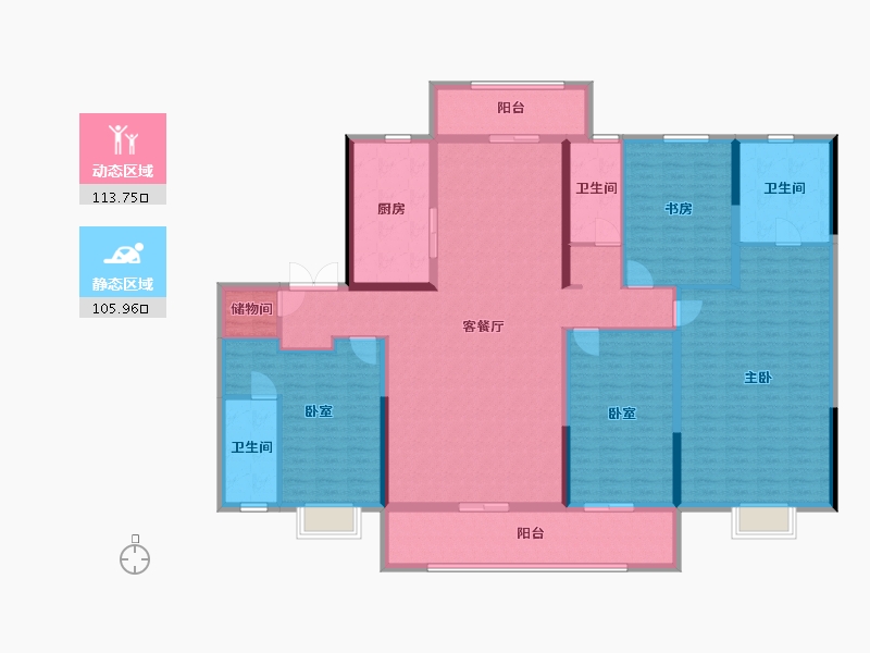 浙江省-宁波市-紫阙台-200.00-户型库-动静分区