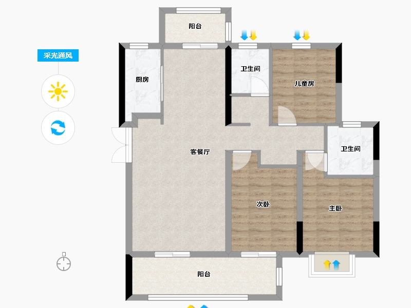 河南省-开封市-亚新郑开橄榄城八期-97.00-户型库-采光通风