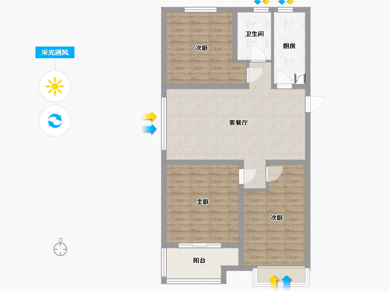 江苏省-徐州市-荣盛城四期-90.00-户型库-采光通风