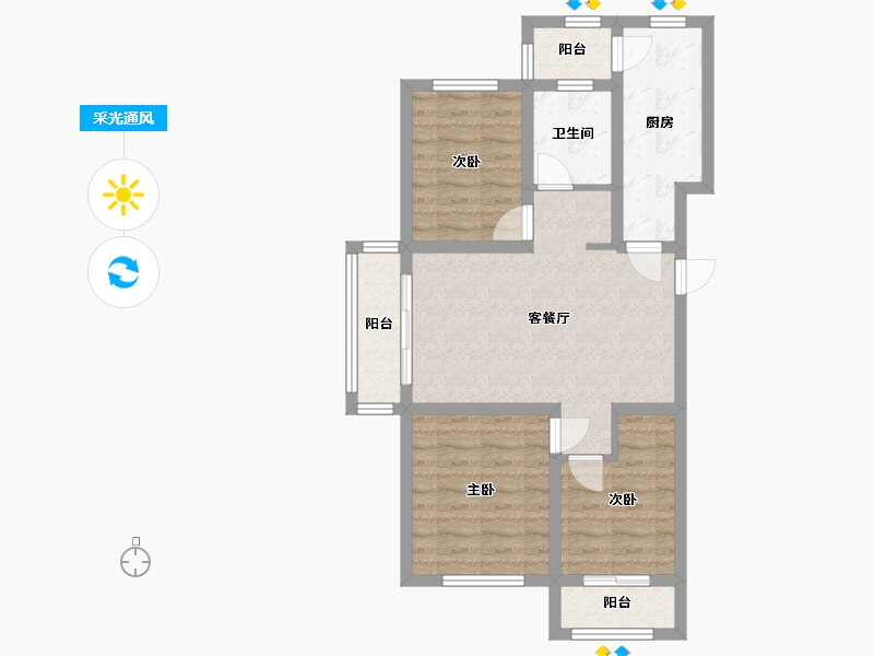 山东省-青岛市-碧水明珠-76.00-户型库-采光通风