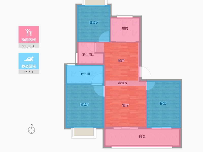 江苏省-南通市-融创·时代中心-92.90-户型库-动静分区