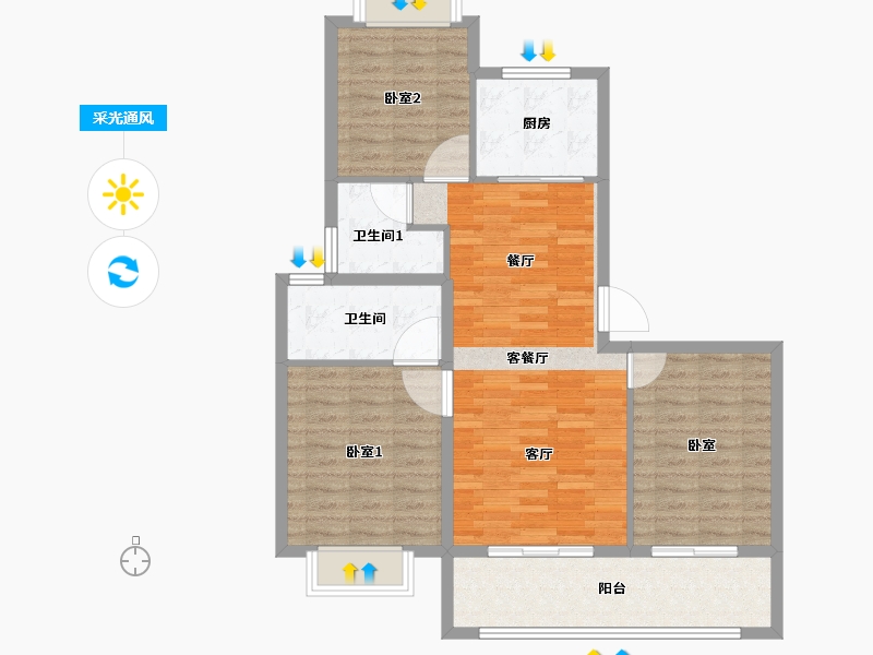 江苏省-南通市-融创·时代中心-92.90-户型库-采光通风