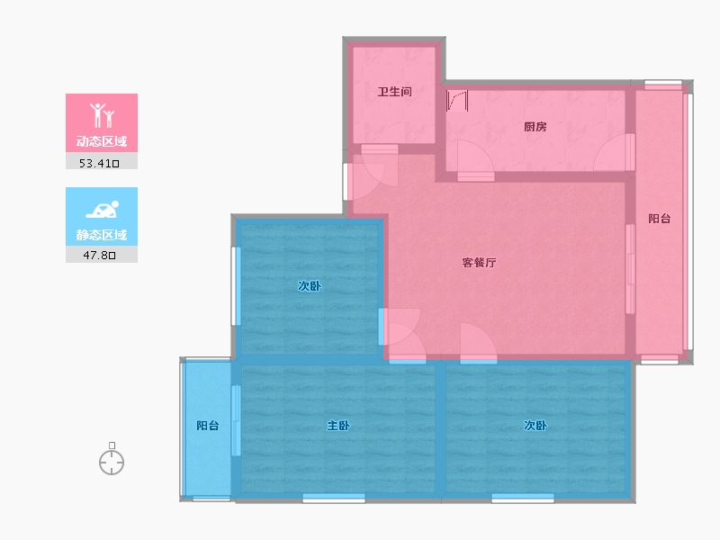 北京-北京市-双花园西里-90.00-户型库-动静分区