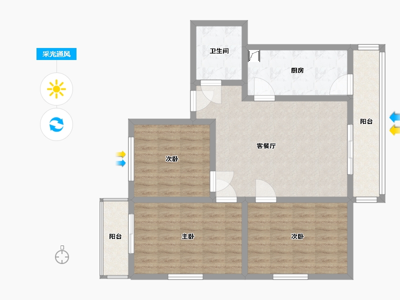 北京-北京市-双花园西里-90.00-户型库-采光通风