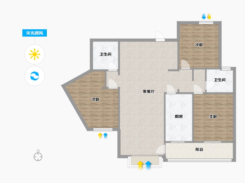 上海-上海市-巴黎之春-114.30-户型库-采光通风