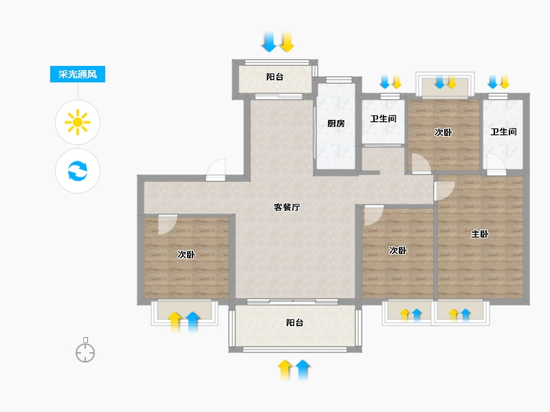 贵州省-遵义市-碧桂园云著名邸-111.66-户型库-采光通风