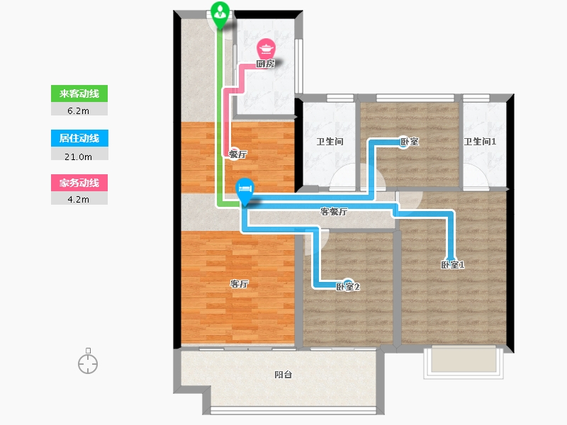 江苏省-南通市-启东碧桂园大名府-95.22-户型库-动静线