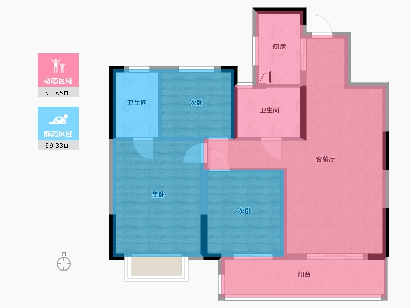 浙江省-宁波市-华璟庭-82.12-户型库-动静分区