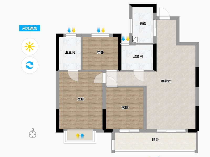 浙江省-宁波市-华璟庭-82.12-户型库-采光通风