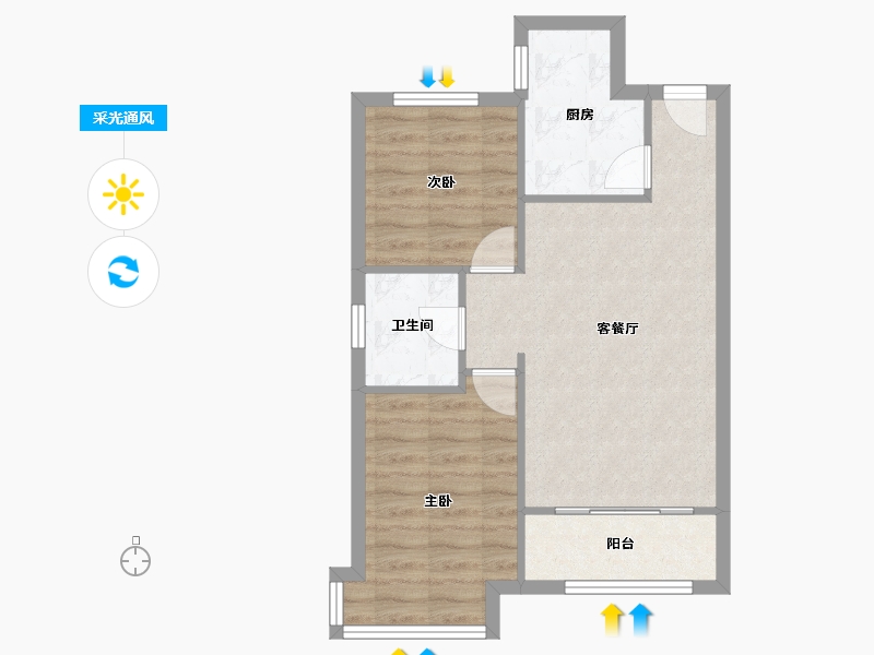 河北省-廊坊市-剑桥郡六期城堡花园-62.00-户型库-采光通风