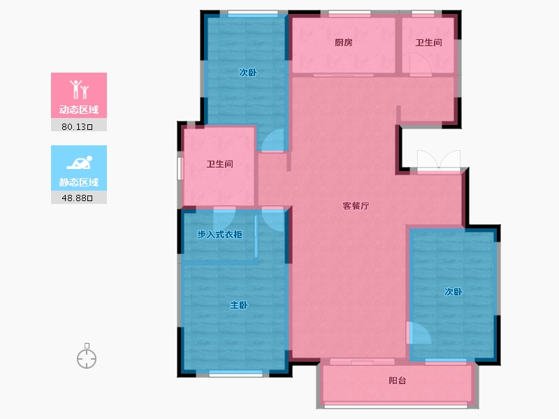 吉林省-长春市-融创御湖宸院-128.40-户型库-动静分区