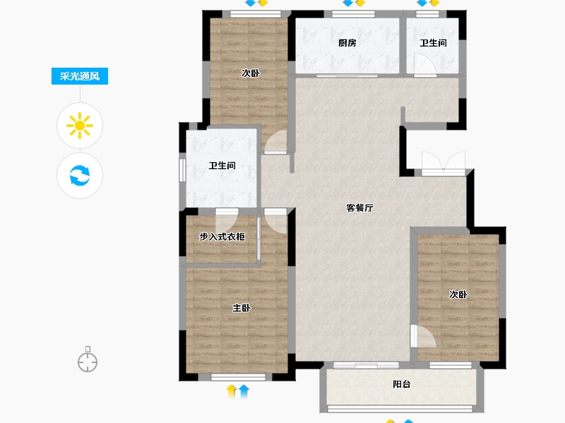 吉林省-长春市-融创御湖宸院-128.40-户型库-采光通风