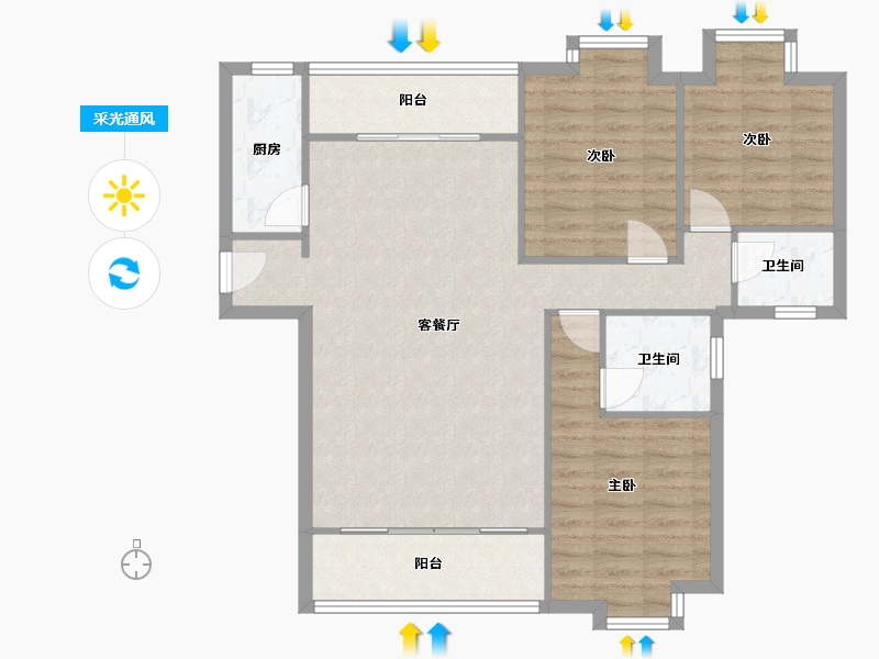 福建省-泉州市-天山广场-96.16-户型库-采光通风