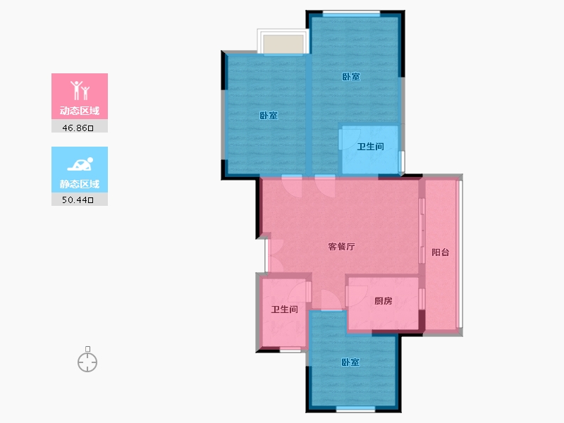 浙江省-金华市-南江西园-86.70-户型库-动静分区