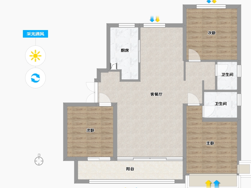 河北省-沧州市-荣盛华府-140.00-户型库-采光通风