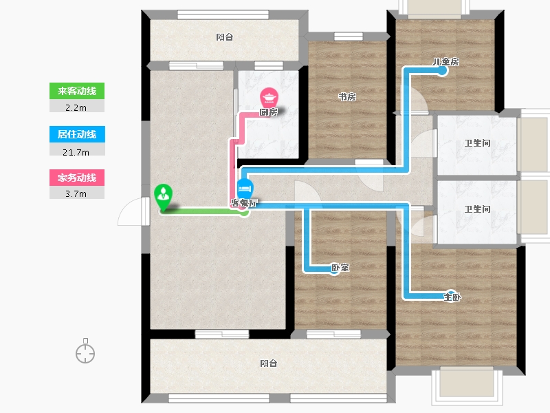 广东省-江门市-滨江和院-88.75-户型库-动静线