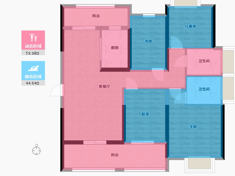 广东省-江门市-滨江和院-88.75-户型库-动静分区