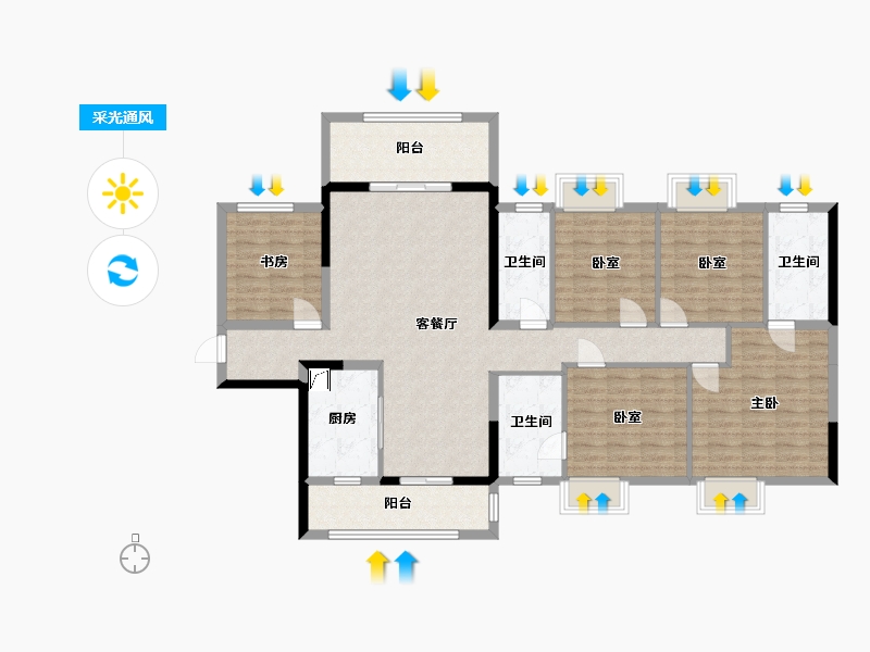 广西壮族自治区-崇左市-万象华府润府-141.00-户型库-采光通风