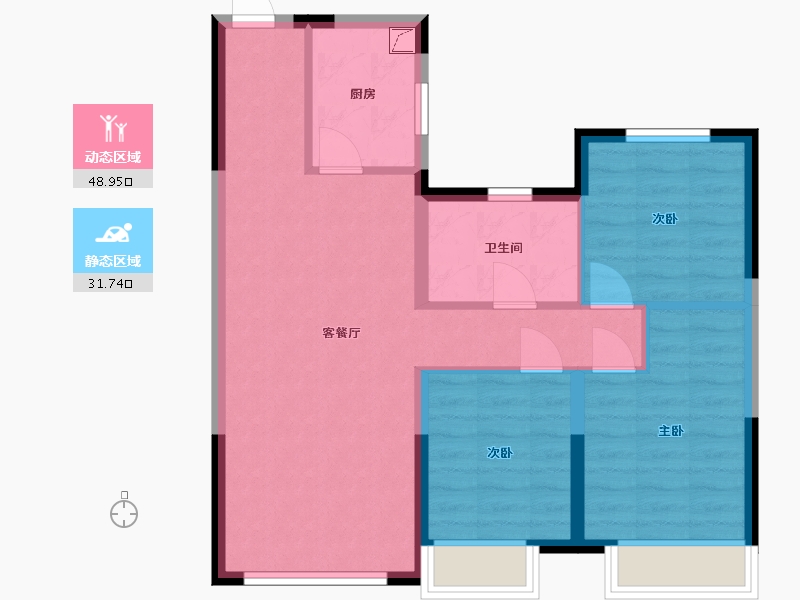 黑龙江省-哈尔滨市-深哈中心松江序-83.00-户型库-动静分区