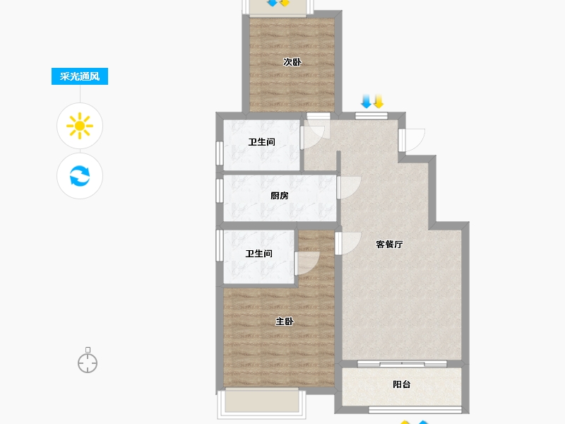 上海-上海市-荣乐水岸-75.00-户型库-采光通风