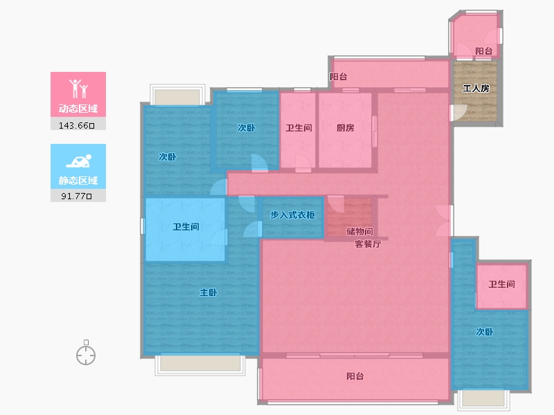 浙江省-杭州市-信达中心杭州壹号院-268.00-户型库-动静分区