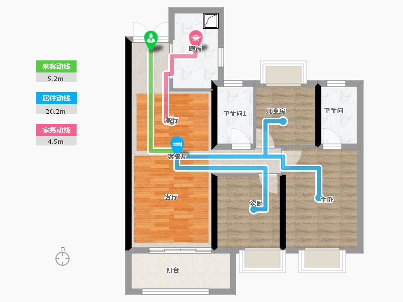 湖北省-荆州市-保利公园壹号-83.26-户型库-动静线