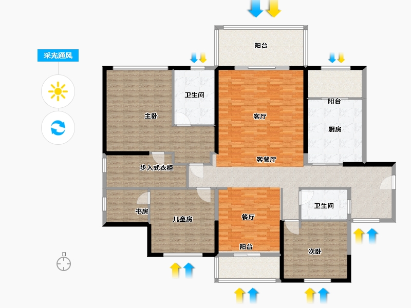 湖南省-长沙市-湘江一号-200.00-户型库-采光通风