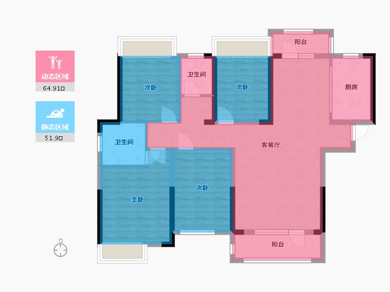 湖北省-孝感市-天伦首府-103.00-户型库-动静分区