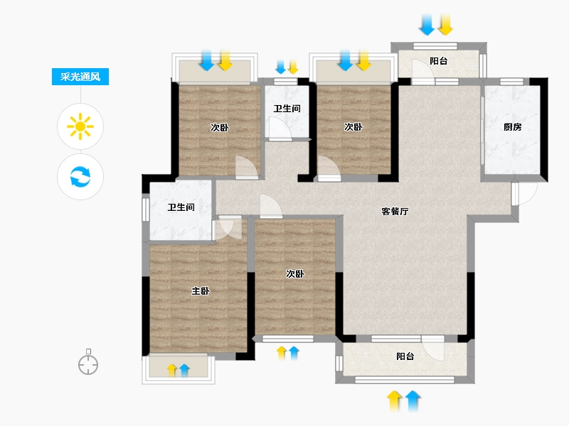 湖北省-孝感市-天伦首府-103.00-户型库-采光通风